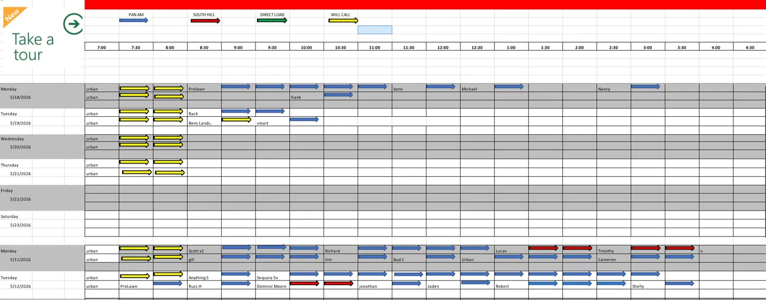 Before: Excel schedule
